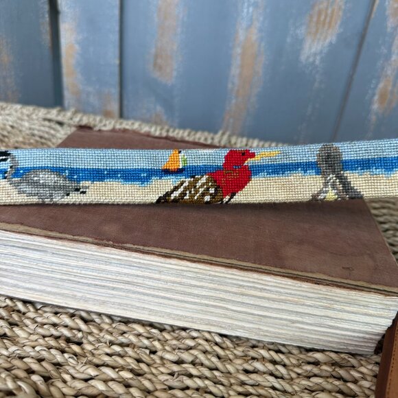 Itz A Stitch Hand-Stitched Needlepoint Belt Birds Of Florida's Beaches Sz 38 - Picture 6 of 14